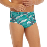 Dolphin Riding Waves Pattern Print Men's Briefs