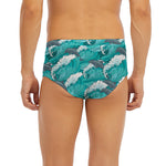 Dolphin Riding Waves Pattern Print Men's Briefs