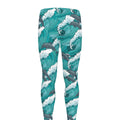Dolphin Riding Waves Pattern Print Men's Leggings