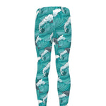 Dolphin Riding Waves Pattern Print Men's leggings