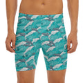 Dolphin Riding Waves Pattern Print Men's Long Boxer Briefs