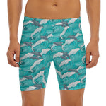 Dolphin Riding Waves Pattern Print Men's Long Boxer Briefs
