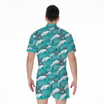Dolphin Riding Waves Pattern Print Men's Rompers