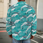 Dolphin Riding Waves Pattern Print Men's Shirt Jacket