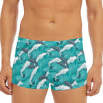 Dolphin Riding Waves Pattern Print Men's Short Boxer Briefs