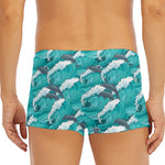 Dolphin Riding Waves Pattern Print Men's Short Boxer Briefs