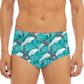 Dolphin Riding Waves Pattern Print Men's Triangle Swim Briefs