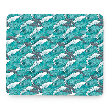 Dolphin Riding Waves Pattern Print Mouse Pad