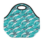 Dolphin Riding Waves Pattern Print Neoprene Lunch Bag