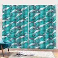 Dolphin Riding Waves Pattern Print Pencil Pleat Curtains
