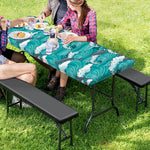 Dolphin Riding Waves Pattern Print Picnic Table Cover