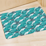 Dolphin Riding Waves Pattern Print Polyester Doormat