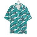 Dolphin Riding Waves Pattern Print Rayon Hawaiian Shirt