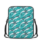 Dolphin Riding Waves Pattern Print Rectangular Crossbody Bag
