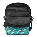Dolphin Riding Waves Pattern Print Rectangular Crossbody Bag