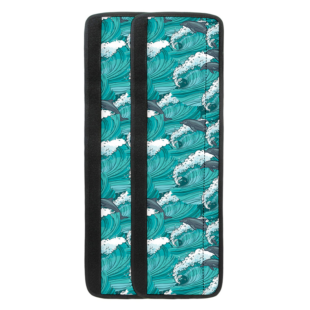 Dolphin Riding Waves Pattern Print Refrigerator Handle Covers