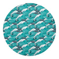 Dolphin Riding Waves Pattern Print Round Blanket