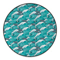 Dolphin Riding Waves Pattern Print Round Floor Mat