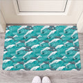 Dolphin Riding Waves Pattern Print Rubber Doormat