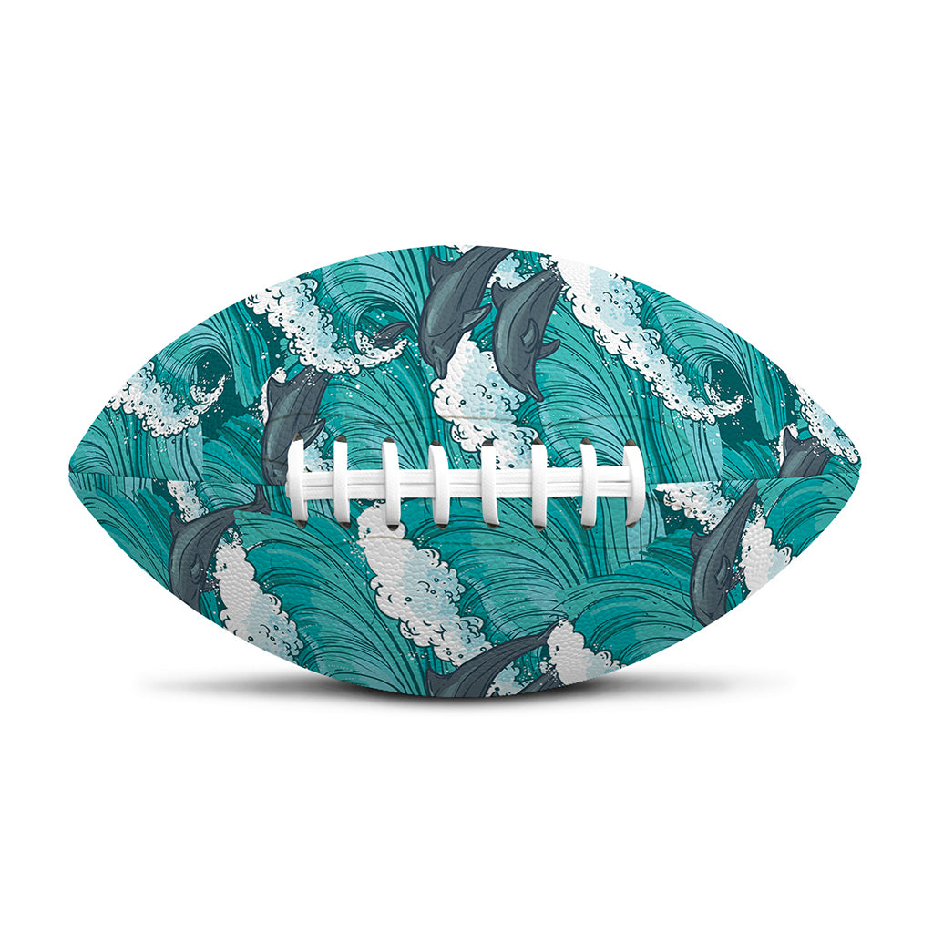Dolphin Riding Waves Pattern Print Rugby Ball