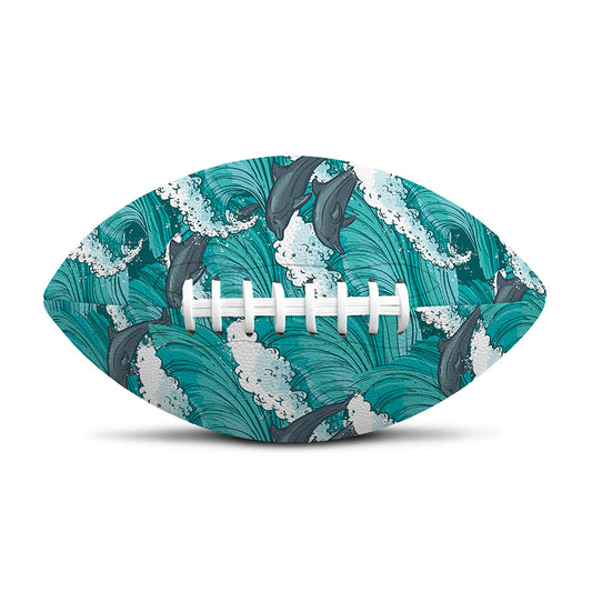 Dolphin Riding Waves Pattern Print Rugby Ball