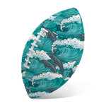 Dolphin Riding Waves Pattern Print Rugby Ball