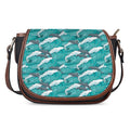 Dolphin Riding Waves Pattern Print Saddle Bag
