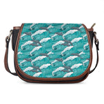 Dolphin Riding Waves Pattern Print Saddle Bag