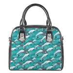 Dolphin Riding Waves Pattern Print Shoulder Handbag