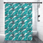 Dolphin Riding Waves Pattern Print Shower Curtain
