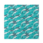 Dolphin Riding Waves Pattern Print Silk Bandana