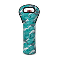 Dolphin Riding Waves Pattern Print Single Neoprene Wine Tote