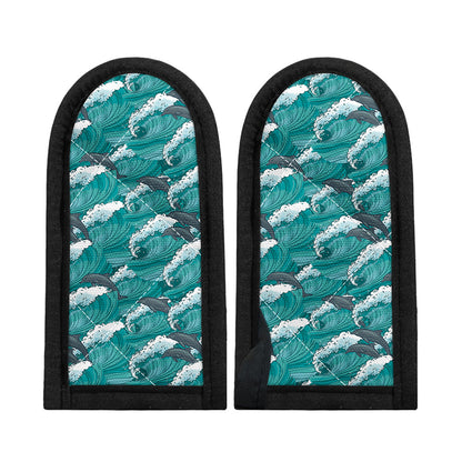 Dolphin Riding Waves Pattern Print Skillet Handle Cover