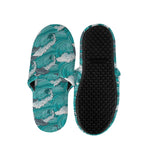 Dolphin Riding Waves Pattern Print Slippers
