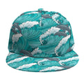 Dolphin Riding Waves Pattern Print Snapback Cap