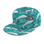 Dolphin Riding Waves Pattern Print Snapback Cap