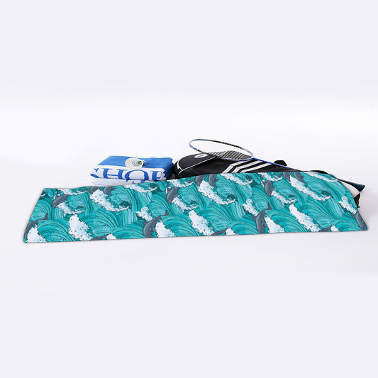 Dolphin Riding Waves Pattern Print Sports Towel