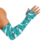 Dolphin Riding Waves Pattern Print Sun Protection Arm Sleeves