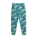 Dolphin Riding Waves Pattern Print Sweatpants