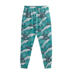 Dolphin Riding Waves Pattern Print Sweatpants