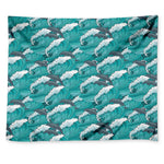 Dolphin Riding Waves Pattern Print Tapestry