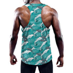 Dolphin Riding Waves Pattern Print Training Tank Top