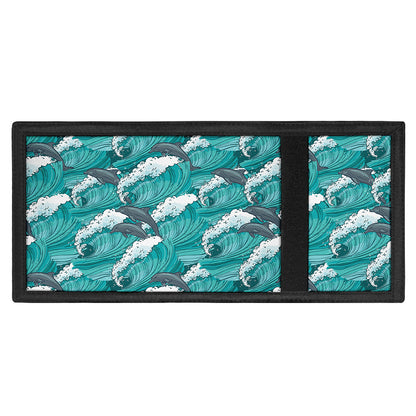 Dolphin Riding Waves Pattern Print Trifold Wallet