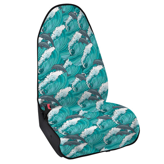 Dolphin Riding Waves Pattern Print Waterproof Car Seat Cover