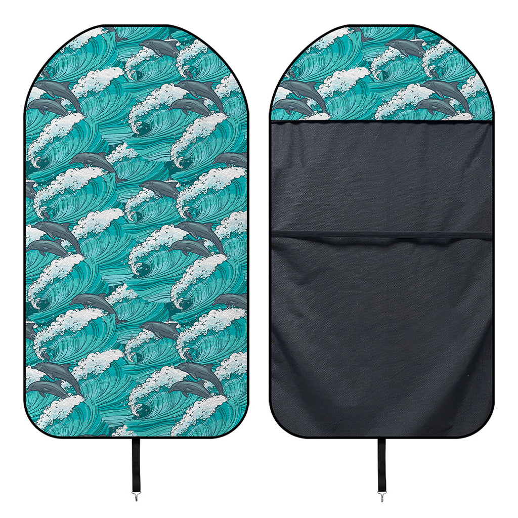 Dolphin Riding Waves Pattern Print Waterproof Car Seat Cover