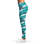 Dolphin Riding Waves Pattern Print Women's Leggings