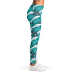 Dolphin Riding Waves Pattern Print Women's Leggings