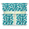 Dolphins In The Ocean Pattern Print 3 Piece Kitchen Curtains
