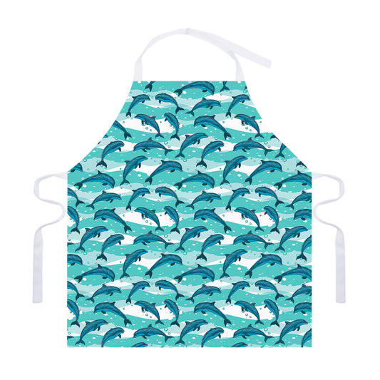 Dolphins In The Ocean Pattern Print Adjustable Apron