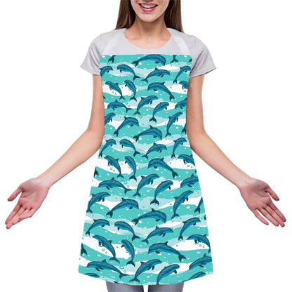 Dolphins In The Ocean Pattern Print Adjustable Apron
